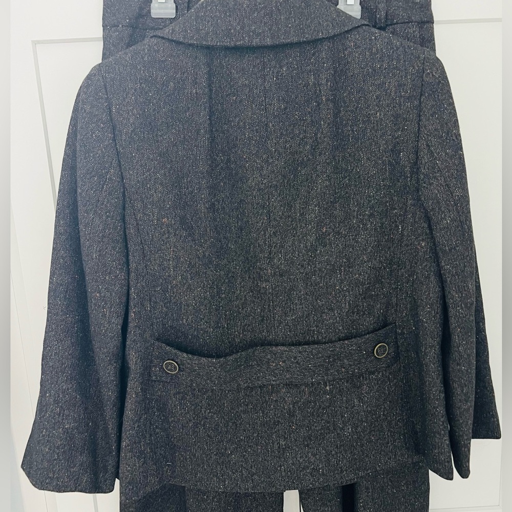 Ann Taylor LOFT Suit Women Dark Brown Tweed Wool Blazer and Pants Size 6 - Picture 6 of 16